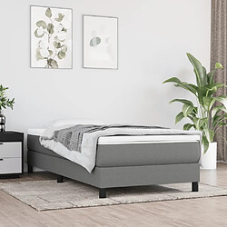 Maison Chic Lit Adulte - Lit simple Lit à sommier tapissier et matelas moelleux - Meuble de Chambre - Gris foncé 90x190 cm Tissu -MN61416