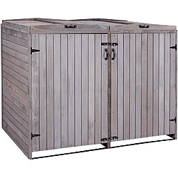 Decoshop26 Abri de poubelles extérieur conteneurs à ordures jusqu'à 4 bacs 126x158x98 cm en bois certifié FSC gris anthracite 04_0005611