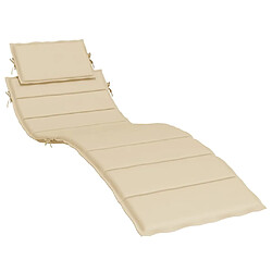 vidaXL Coussin de chaise longue beige 186x58x3 cm tissu oxford