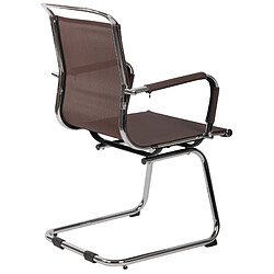 Avis Decoshop26 Chaise fauteuil de bureau sans roulettes piétement luge en métal chromé assise en tissu maille marron 10_0003260