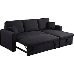 Avis Habitat Et Jardin Canapé d'angle convertible/ réversible Alain - 221 x 145 x 85 cm - 3 places - Noir