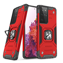 Ozzzo wozinsky ring armor coque hybride robuste + support magnetique pour samsung galaxy s22 ultra rouge