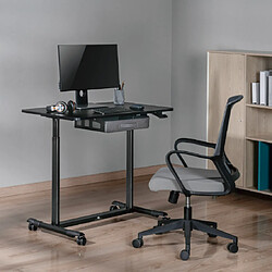 Bureau assis-debout Maclean MC-925 à hauteur réglable par vérin pneumatique avec tiroir et roulettes Bureau ergonomique 91,5x56cm