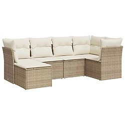 vidaXL Salon de jardin avec coussins 6 pcs beige résine tressée