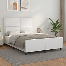 Maison Chic Cadre/structure de lit avec tête de lit pour adulte - Lit Moderne Chambre Blanc 140x200 cm Similicuir -MN36359