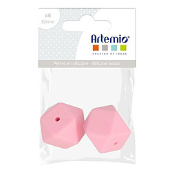 Artemio 2 perles silicone hexagonales - 17 mm - rose