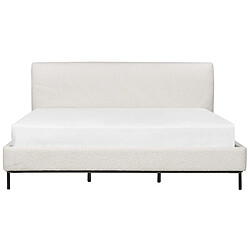 Beliani Lit double en tissu bouclé blanc cassé 180 x 200 cm CORIO pas cher