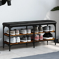 Maison Chic Banc à chaussures | Meuble de rangement à chaussures Meuble d'Entrée chêne fumé 102x32x47 cm bois d'ingénierie -MN54092