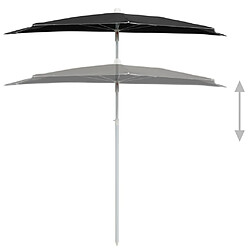 Avis vidaXL Demi-parasol de jardin avec mât 180x90 cm Noir