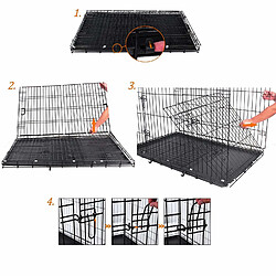 Feandrea Cage pour Chien 2 Portes Pliable et Transportable avec Poignées et Plateau Noir XXL 106 x 70 x 77,5 cm PPD42H pas cher