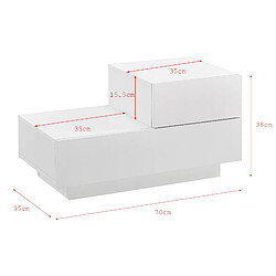 Helloshop26 Table de nuit élégante meuble de rangement polyvalent commode stylé petit tiroir côté droite capacité de charge tiroir 8 kg panneau de particules mélaminé 38 x 70 x 35 cm blanc mat 03_0006245