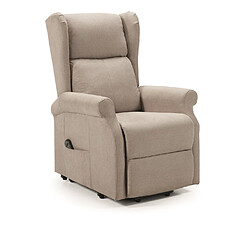 Pegane Fauteuil relax électrique releveur en tissu couleur Crème - Longueur 73 x Profondeur 90 x Hauteur 110 cm