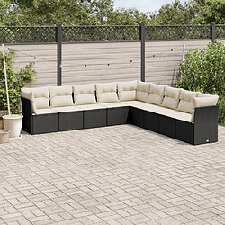 Maison Chic Salon de jardin 9 pcs avec coussins | Ensemble de Table et chaises | Mobilier d'Extérieur noir résine tressée -GKD11456