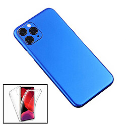 PHONECARE Kit Film arrière Full-Edged SurfaceStickers + Coque 3x1 360° Anti Choc pour iPhone 8 - Bleu