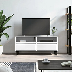 Maison Chic Meuble TV scandinave - Banc TV pour salon blanc brillant 100x34,5x44,5 cm bois d'ingénierie -MN81980