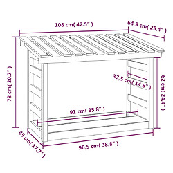 vidaXL Support pour bois de chauffage 108x64,5x78 cm Bois de pin pas cher