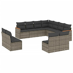 Maison Chic Salon de jardin 11 pcs avec coussins | Ensemble de Table et chaises | Mobilier d'Extérieur gris résine tressée -GKD15215