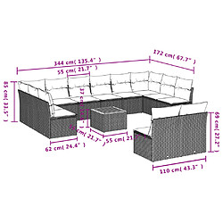 Acheter vidaXL Salon de jardin avec coussins 13 pcs noir résine tressée