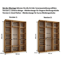 Abiks Meble Armoire DAVOS 1 À Portes Coulissantes 235,2/160/45 3 Portes pas cher