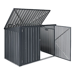 Cache poubelle Grebin avec toit rabattable pour 2 poubelles 173x101x131 cm [en.casa] pas cher