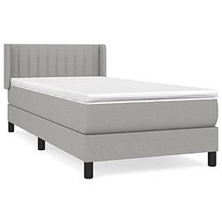 Maison Chic Structures de lit + matelas,Lit à sommier tapissier et matelas pour Chambre Gris clair 90x190 cm Tissu -MN19582