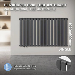 Avis LuxeBath Radiateur Oval Tube Radiateur design à une couche, raccordement à gauche 1020x600 mm