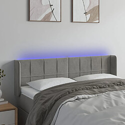 vidaXL Tête de lit à LED Gris clair 147x16x78/88 cm Velours