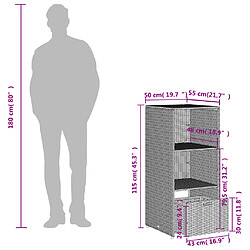 vidaXL Armoire de rangement de jardin gris 50x55x115 cm résine tressée pas cher