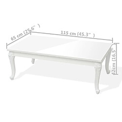 Maison Chic Table basse,Table Console Table d'appoint, Table pour salon 115x65x42 cm Blanc brillant -MN34500 pas cher