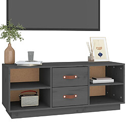 Avis vidaXL Meuble TV Gris 100x34x40 cm Bois de pin massif