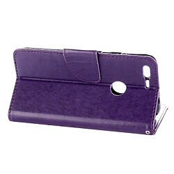 Wewoo Housse Étui Violet pour les papillons de Google Pixel fleurs d'amour Gaufrage en cuir flip horizontale avec support & Slots de cartes Portefeuille & Longe foncé pas cher