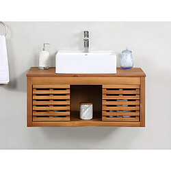 Vente-Unique Meuble de salle de bain suspendu en bois d'acacia avec simple vasque - 90 cm - PENEBEL