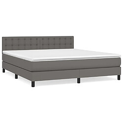 vidaXL Sommier à lattes de lit avec matelas Gris 160x200 cm Similicuir