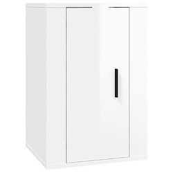 Helloshop26 Ensemble de meubles armoire buffet TV télévision salon chambre séjour 2 pièces brillant bois d'ingénierie blanc 02_0024398