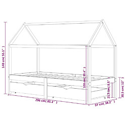 vidaXL Cadre de lit d'enfant avec tiroirs Bois de pin massif 90x200 cm pas cher