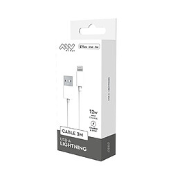 My Way Myway Câble Lightning vers USB 2.0 Charge 12W et Synchronisation 3m Blanc