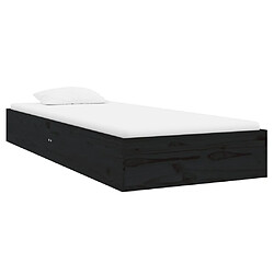 Avis vidaXL Cadre de lit sans matelas noir bois massif 75x190 cm