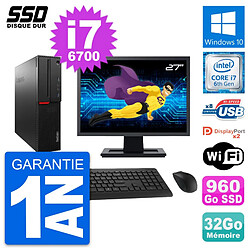 PC Lenovo M800 SFF Ecran 27" Intel i7-6700 RAM 32Go SSD 960Go Windows 10 Wifi - Occasion