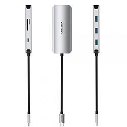 Station d'accueil Vention 7 en 1 USB-C vers HDMI 4K/3xUSB3.0/SD/TF/PD100W - 0,15m - Couleur Gris