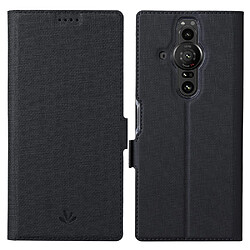 Etui en PU VILI doubles fermoirs magnétiques avec support noir pour votre Sony Xperia Pro-I