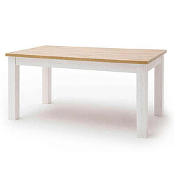 Pegane Table à manger extensible en bois coloris blanc / chêne - L.160 x H.77 x P.90 cm