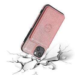 Universal Étui du portefeuille iPhone 13 avec support de carte, kickstand, avec dos magnétique pour le support de voiture, couvercle anti-rayure en cuir PU ultra mince pour iPhone 13 rose pas cher