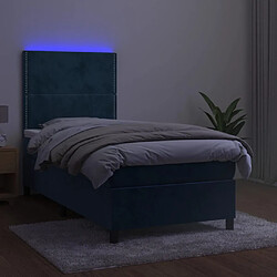 Avis vidaXL Sommier à lattes de lit avec matelas et LED Bleu foncé 80x200cm