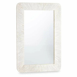 Gift Decor Miroir mural Blanc Marron Bois de manguier Rayures 90 x 60 x 2 cm