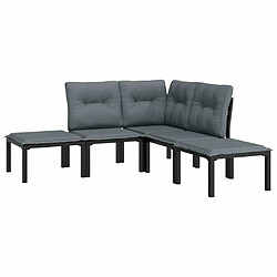 Avis Maison Chic Salon de jardin 5 pcs - Table et chaises d'extérieur - Mobilier/Meubles de jardin Moderne noir et gris résine tressée -MN64045