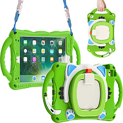 Coque en TPU + silicone avec béquille rotative et bandoulière vert/bleu ciel pour votre Apple iPad Mini/2/3/4/mini (2019) 7.9 pouces