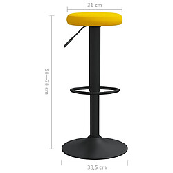 vidaXL Tabourets de bar lot de 2 jaune moutarde velours pas cher