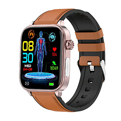 Yonis Montre Connectée Écran Couleur Cuir Bluetooth ECG