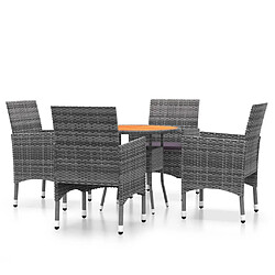 Maison Chic Salon de jardin de salle à manger 5 pcs,Table et Chaises d'extérieur,Mobilier de jardin Résine tressée Gris -MN50990