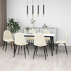 vidaXL Chaises à manger lot de 6 blanc crème velours